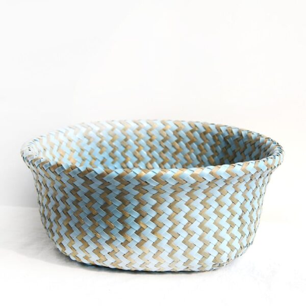 Panier de rangement en rotin style Bohème rayé – Image 4