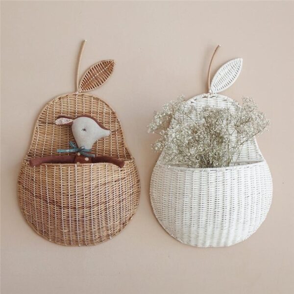 Panier de rangement en rotin Vintage en forme de poire pour bébé