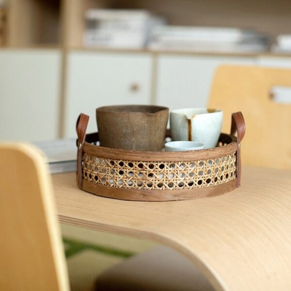 Panier de rangement marron tissé en rotin – Image 3