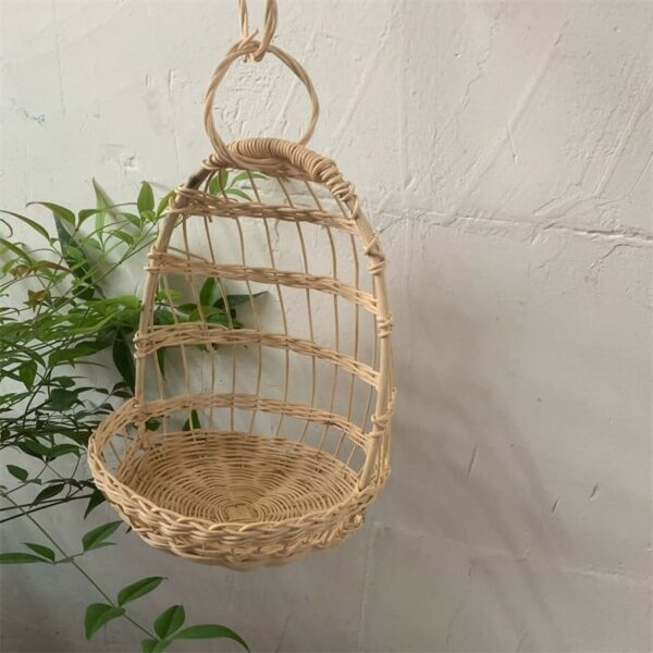 Panier de rangement nordique suspendu en rotin pour jouets – Image 2