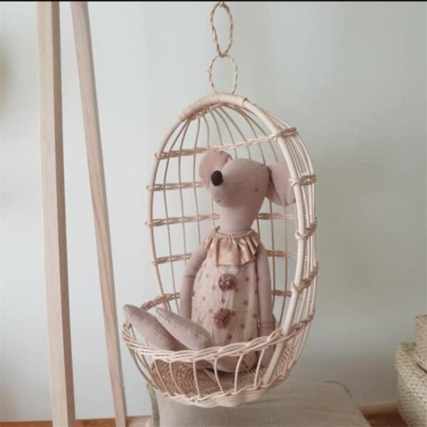 Panier de rangement nordique suspendu en rotin pour jouets