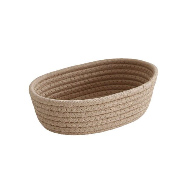 Panier de rangement ovale marron en corde de coton tissé de style nordique