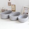 Panier de rangement ovale gris en corde de coton tissé de style nordique – Image 3