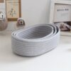 Panier de rangement ovale gris en corde de coton tissé de style nordique – Image 2