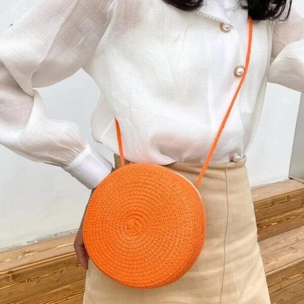Panier Effet Osier Orange avec Bandoulière