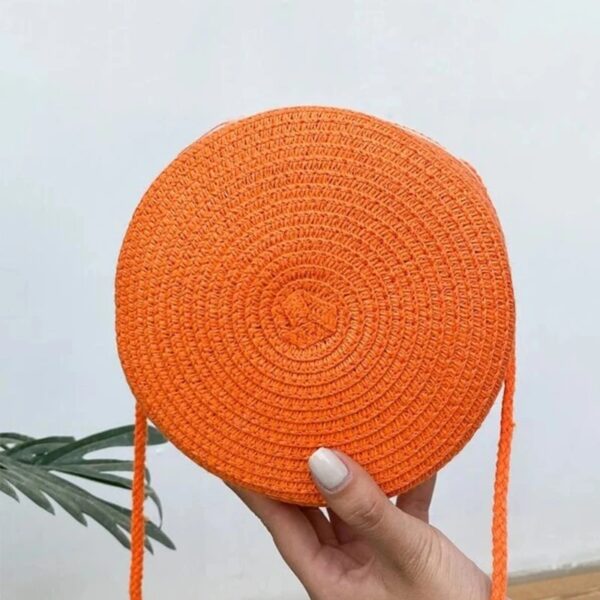 Panier Effet Osier Orange avec Bandoulière – Image 3