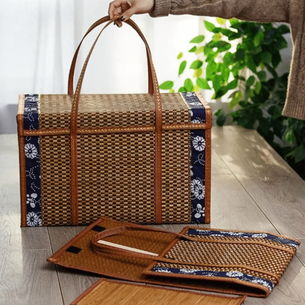 Panier Effet Rotin Design et Pliable pour Pique-Nique