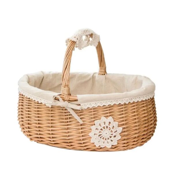 Panier Osier avec Doublure en Tissu et Poignée
