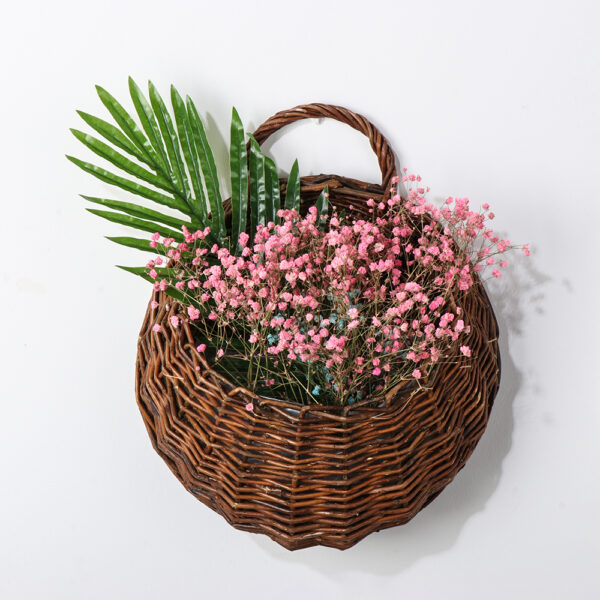 Panier porte-plante en rotin et osier fait à la main – Image 2