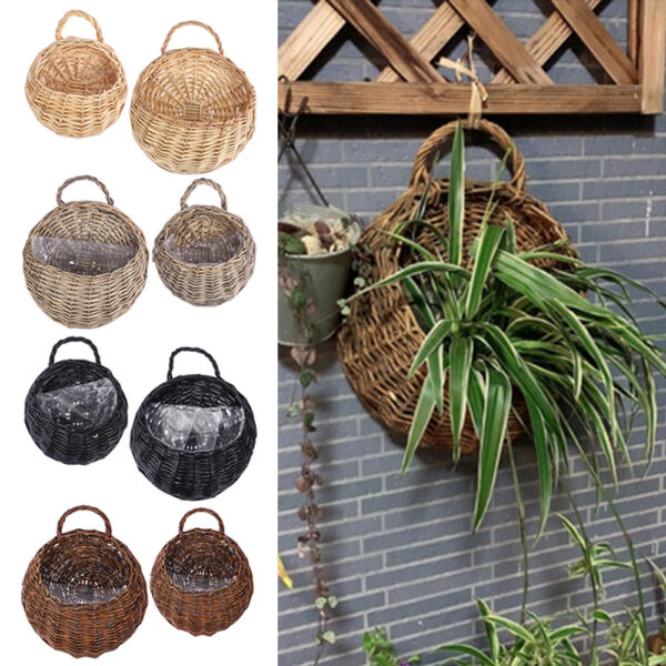 Panier porte-plante en rotin et osier fait à la main – Image 4