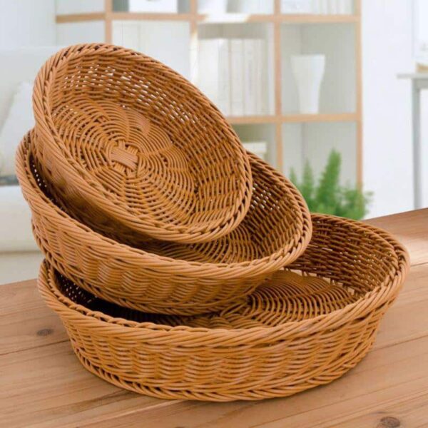 Panier rond en rotin tissé à la main – Image 2