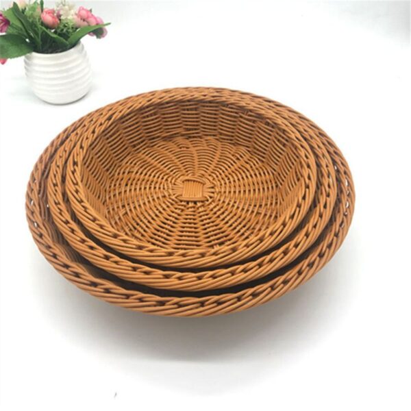 Panier rond en rotin tissé à la main – Image 3
