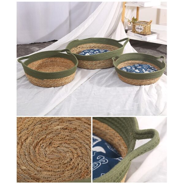 Panier vert en rotin pour chien – Image 2