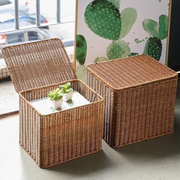 Paniers de rangement grande taille pour la maison avec couvercle – Image 2