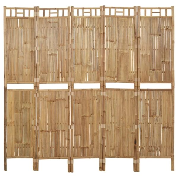 Paravent Bambou Pliable avec Cinq Panneaux – Image 2