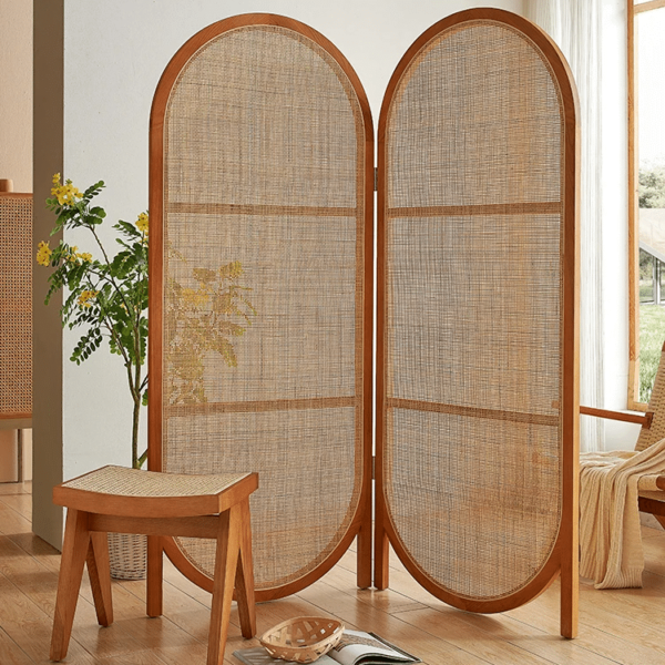Paravent Rotin Double de Forme Ovale – Image 3