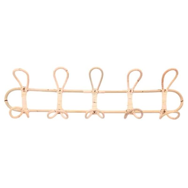 Patère 5 crochets en rotin naturel