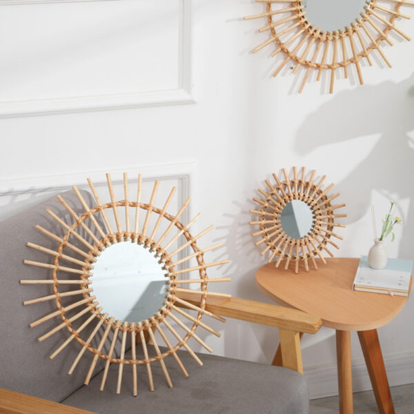 Petit miroir soleil en rotin – Image 3