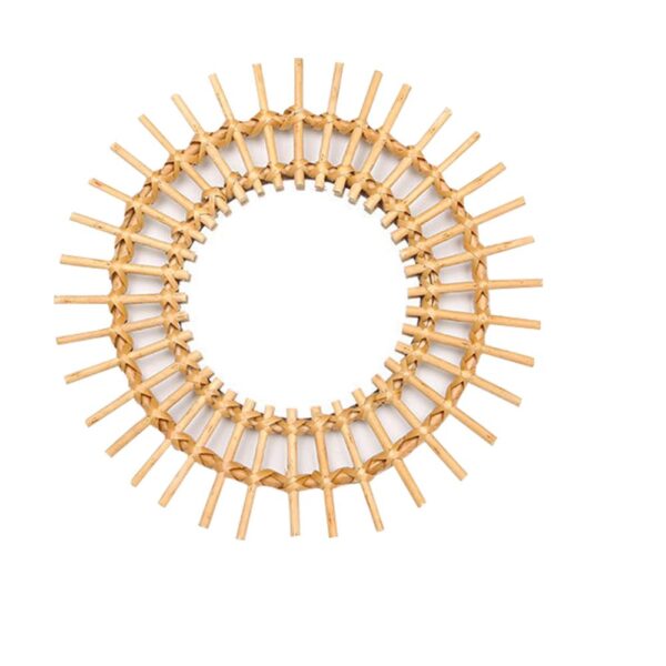 Petit miroir soleil en rotin