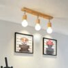 Plafonnier Bois LED au Design Moderne à Trois Têtes