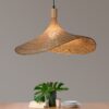 Plafonnier design suspendu en rotin, bambou et osier fait à la main