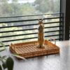 Plateau de rangement en imitation rotin