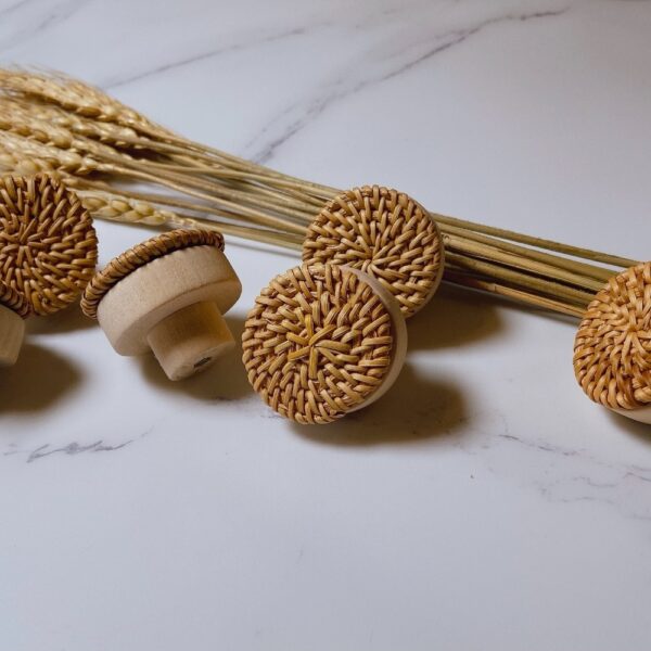 Poignées en bois de hêtre et rotin naturel pour DIY – Image 2
