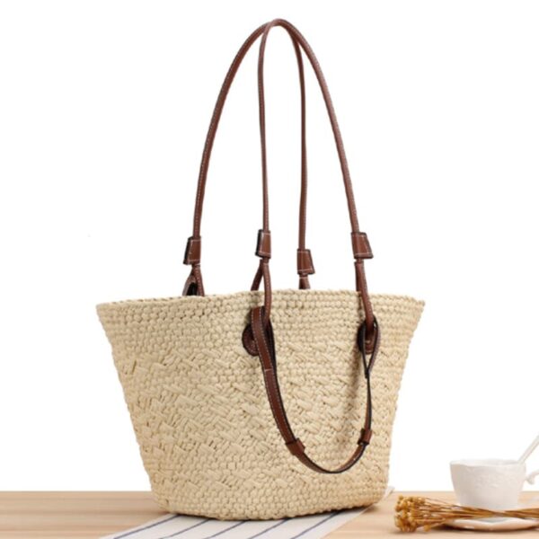 Sac à main, à bandoulière, en paille tissé à la main pour femmes – Image 2