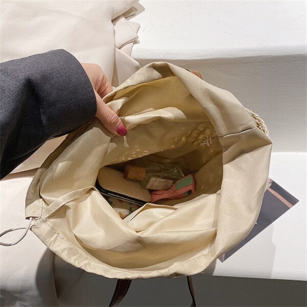 Sac à main beige tendance de plage en paille pour femme – Image 3