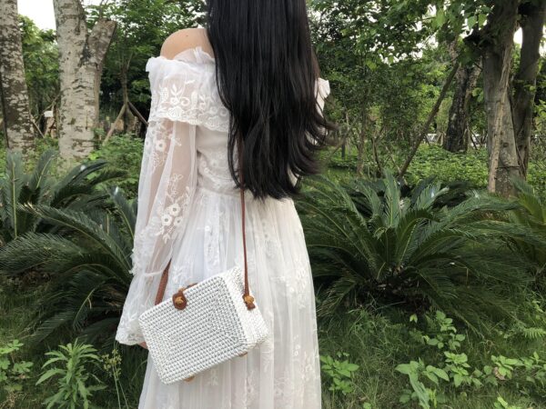 Sac à main carré bohème en rotin tissé à la main pour femme – Image 5