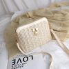 Sac à main de plage beige en rotin à chaînes pour femme