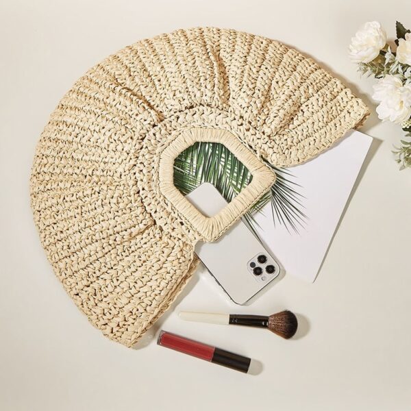 Sac à main de plage en paille tissé pour femmes – Image 3