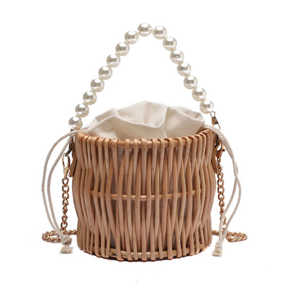 Sac à main en rotin tissé en forme de panier – Image 6