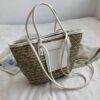 Sac d’été en paille de grande capacité fait à la main, blanc, pour femmes – Image 5