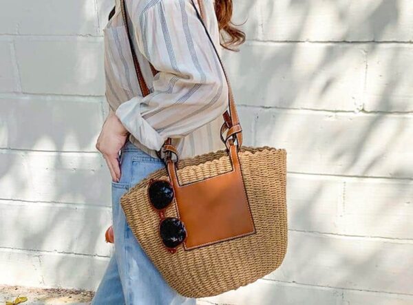 Sac en paille à bandoulière, grande capacité pour femmes – Image 4