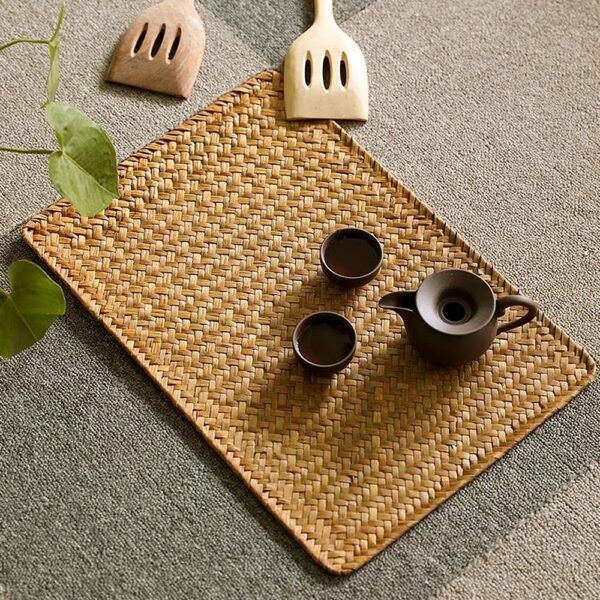 Set de Table Effet Rotin Rectangulaire en Jonc de Mer – Image 2