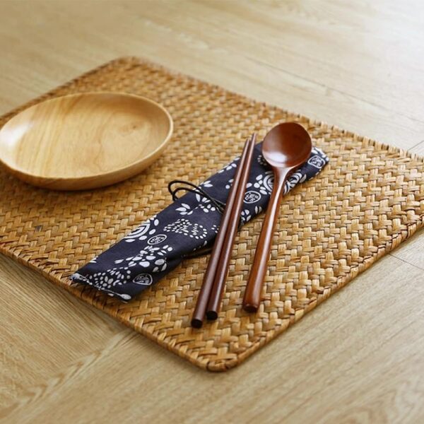 Set de Table Effet Rotin Rectangulaire en Jonc de Mer – Image 3