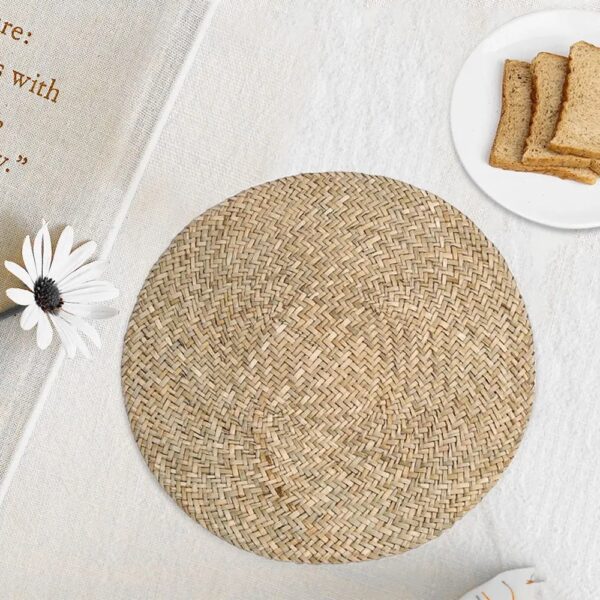 Set de Table Paille Rond Tissé à la Main – Image 2