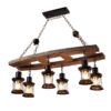 Suspension Bois Flotté Style vintage avec Six Lanternes à LED