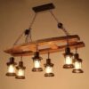 Suspension Bois Flotté Style vintage avec Six Lanternes à LED – Image 3