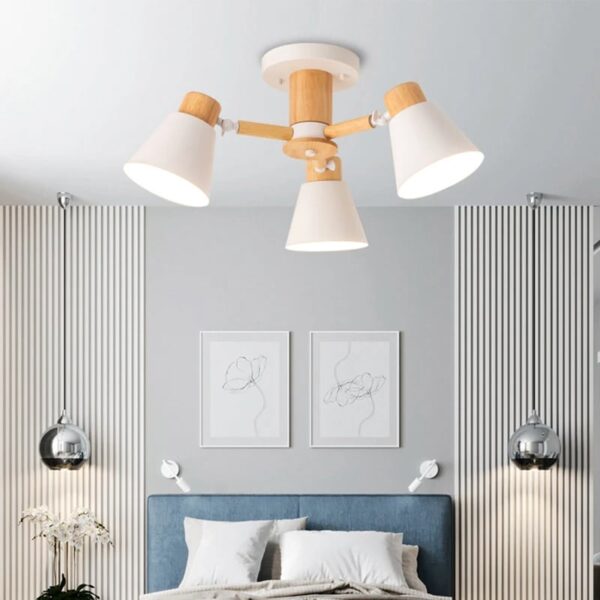 Suspension Bois LED au Design Nordique à Trois Têtes