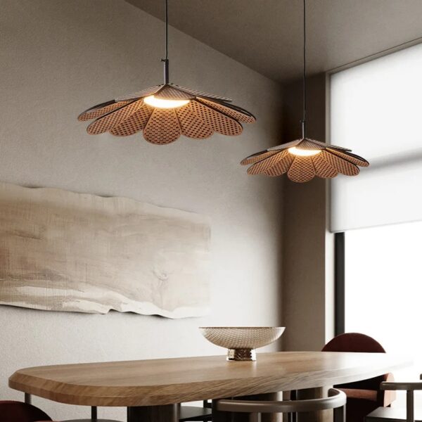 Suspension Pétale LED de Style Coréen en Bois – Image 3