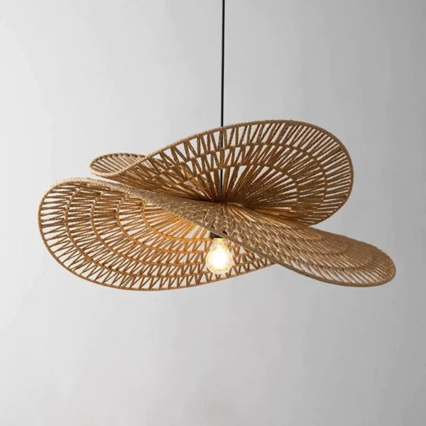Suspension Rotin Tissée au Design Rétro à LED