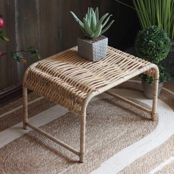 Table Basse en Osier Rectangulaire Style Indonésien – Image 3