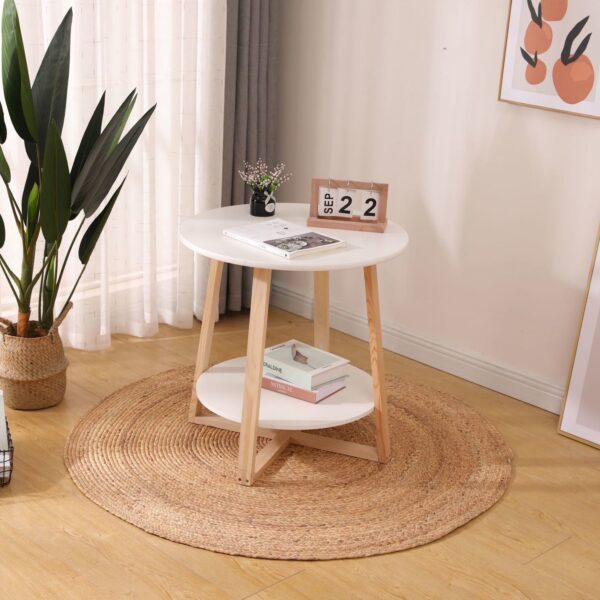 Tapis rond en rotin clair – Image 4