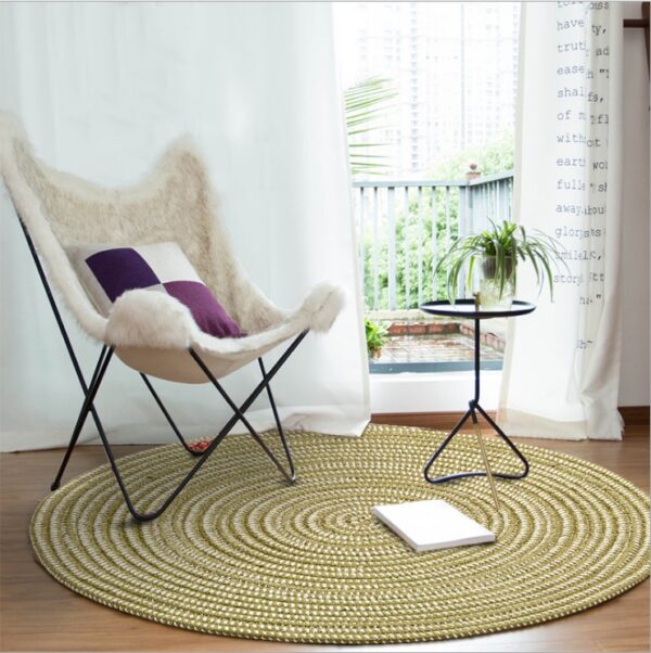 Tapis rond rotin synthétique vert – Image 3