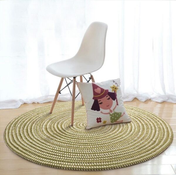 Tapis rond rotin synthétique vert