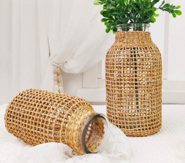 Vase verre et rotin – Image 4