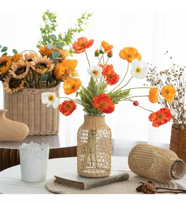 Vase verre et rotin