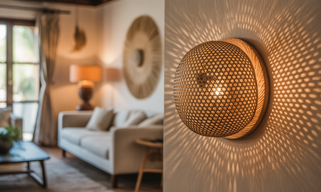 découvrez l'applique en rotin, l'élément bohème et lumineux parfait pour sublimer votre intérieur avec chaleur et authenticité.